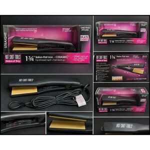 NOS Hot Shot Tools Helen Of Troy 1-3/4" Ceramic Salon Flat Iron New 450 Degrees